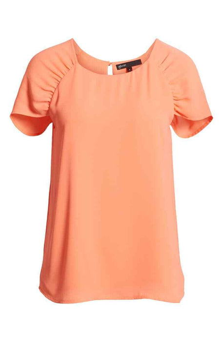 Gibson Nordstrom Ruched Sleeve Blouse In Orange Size XS