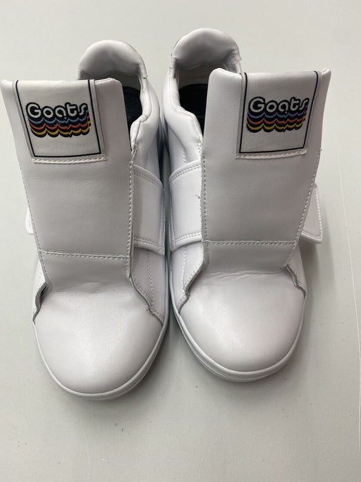 GOATS Mens sneakers Size 9 White Hook And Loop Closure Leather Uppers NWOB