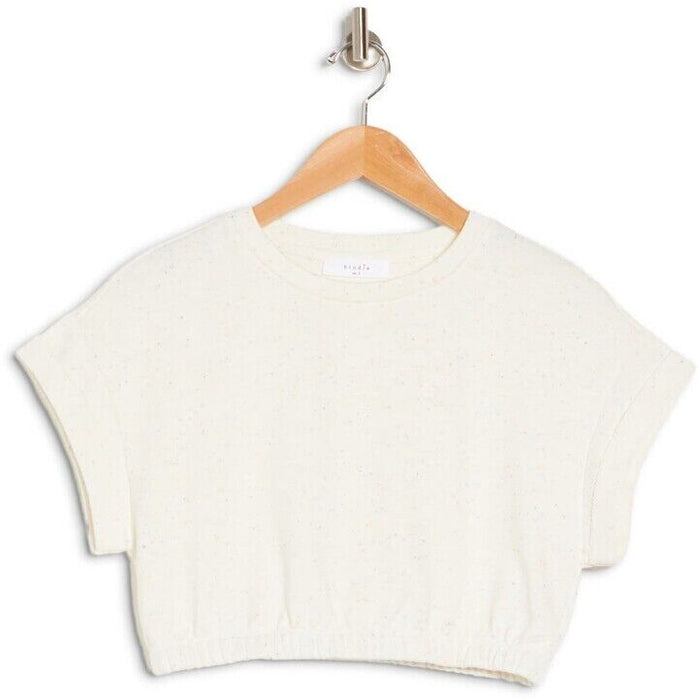 Elodie Confetti Crop Knit Sweater Ecru Size L