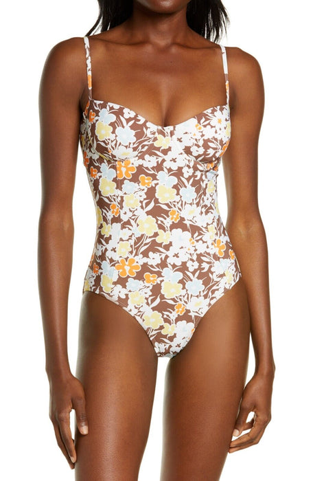 Tory Burch Reverie Printed Underwire One-Piece Swimsuit Floral Size S