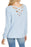 1.State Lattice V-Back Waffle Weave Sweater In Light Blue Size XS