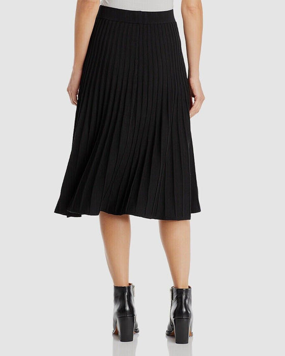 T Tahari Women's Black Gradated Rib Midi A-Line Skirt Size S