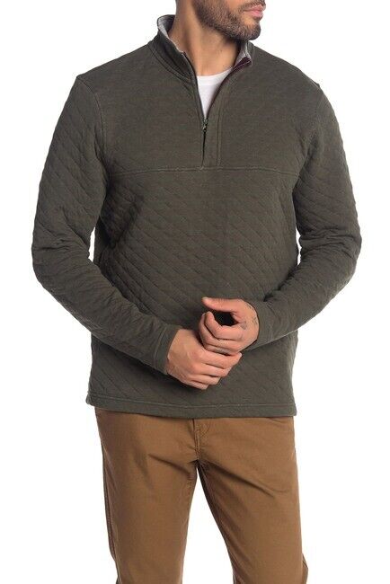 Tailor Vintage men's Zip Quilted Knit Pullover sweater Size L $138 in army green