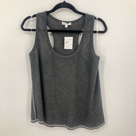 Socialite Waffle Knit Racerback Tank Top In Charcoal Made In USA