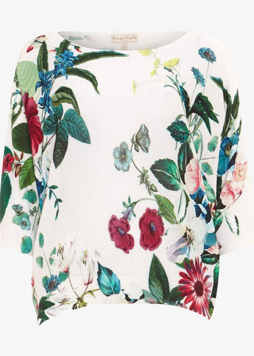 Phase Eight Bronte Cotton Knit Top In Botanical Print Size S