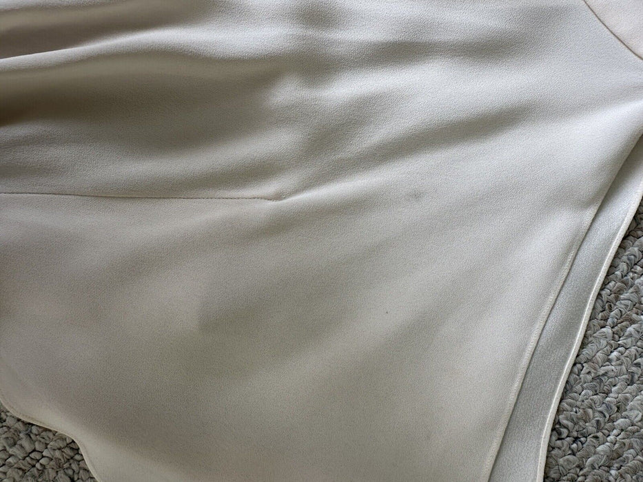 PRADA  Wo Highneck Drape-Side Midi Dress Ivory $1765  IT size 40 ( DIRTY)