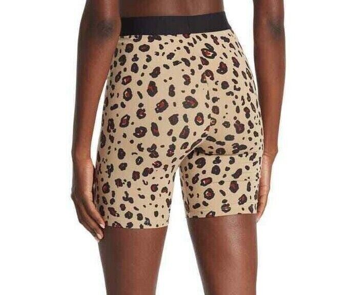 Champion Women's Authentic Logo Biker Shorts Leopard All Over Print (M5689P) S