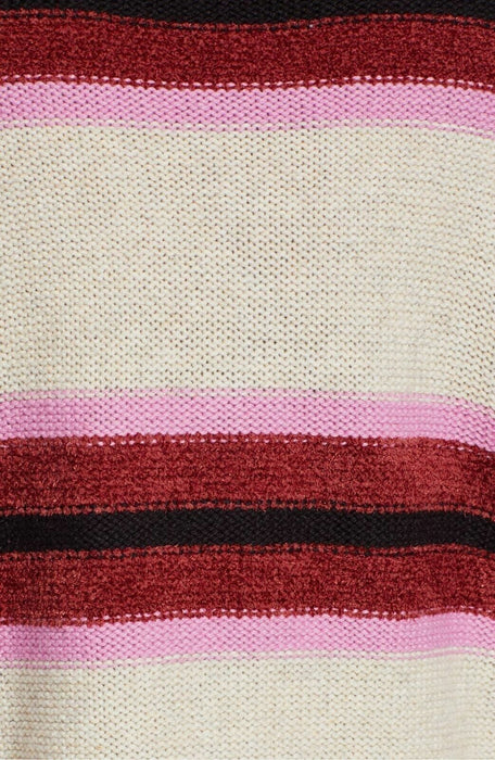 BP Women's Long Sleeve Peppy Sweater Beige Medium Heather Pink Striped Size M