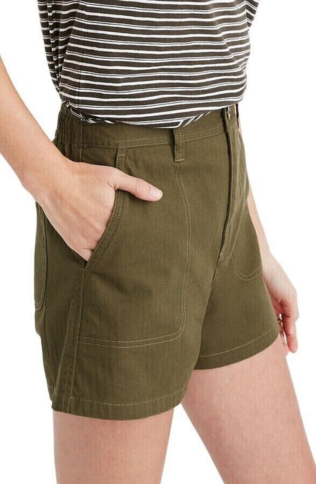 Madewell Rack Camp Pull On Shorts Green Elastic Stretch Waist Size Small army