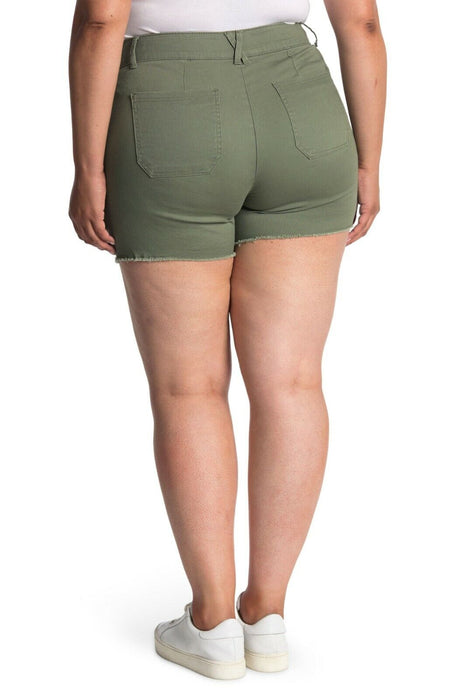 Democracy AB Tech High Rise Cargo Shorts Green Plus Size 22W