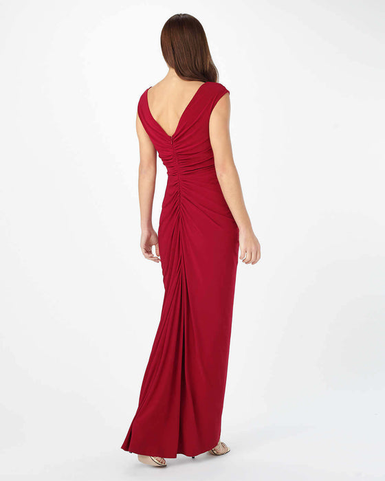 Phase Eight Donna Cap Sleeve Ruched Side Maxi Dress Scarlet Red Size 10 US $240