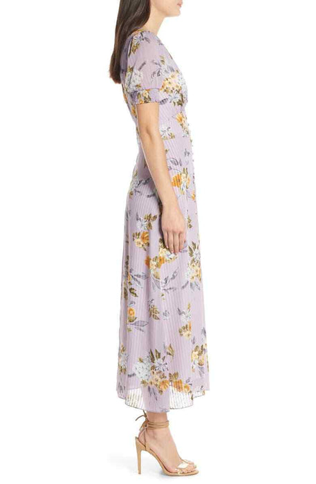 Chelsea28 V-Neck Floral Midi Dress Purple Size XXL $180