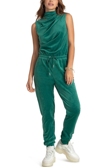 Juicy Couture Sleeveless Velour Jumpsuit Jade Green Size L