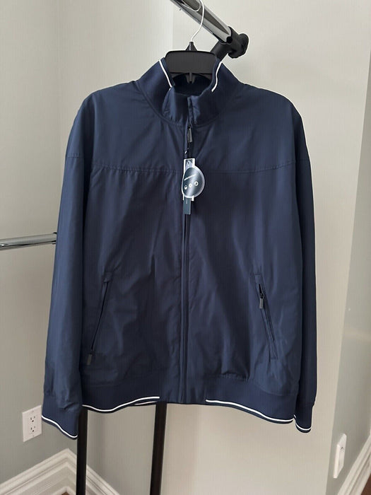 Perry Ellis Men's Lightweight Long Sleeve Harrington Jacket In Navy Size M $170