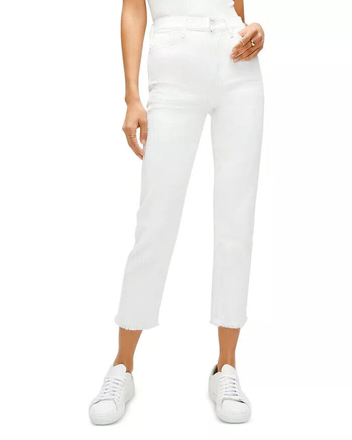 7 For All Mankind High Waist Cropped Straight In Prince Street White Size 28
