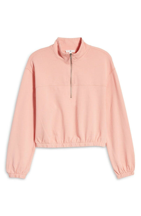 BP. Quarter Zip Fleece Pullover In Pink Pudding Organic Cotton Plus Size 1X
