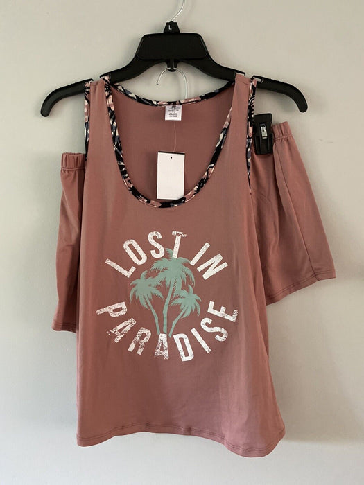 Cozy Rozy Women's 2-Piece Pyjama Set Racerback Tank & Shorts Size M
