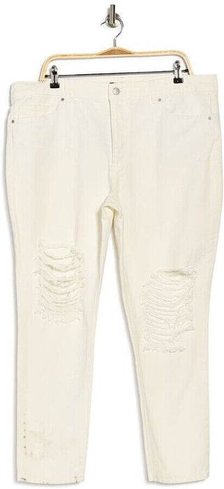 AFRM Luisa Distressed High Rise Ankle Crop Skinny Jeans In White Size 30
