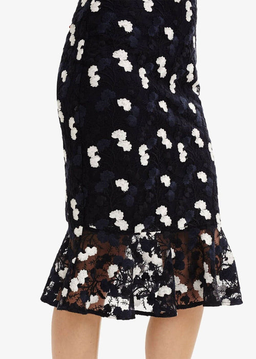 Phase Eight Aleah Floral Embroidered Midi Dress In Navy Size 10 US 14UK $300