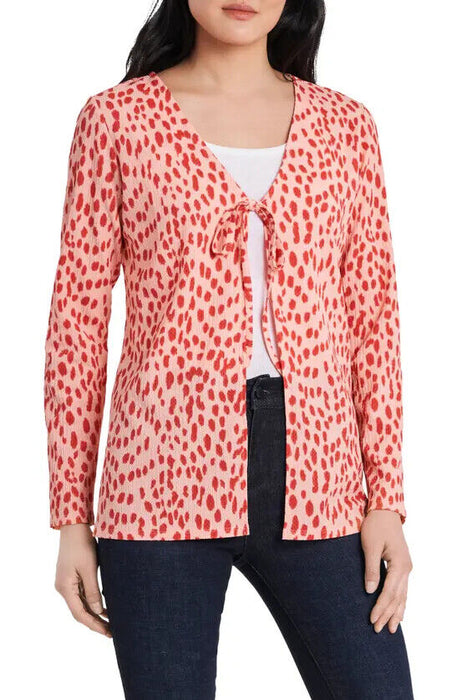 Vince Camuto Textured Knit Tie Front Cardigan In Soft Peony Print Size S $79