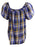VINCE CAMUTO Sunset Plaid Square-neck Blouse In Electric Blue $69 size M