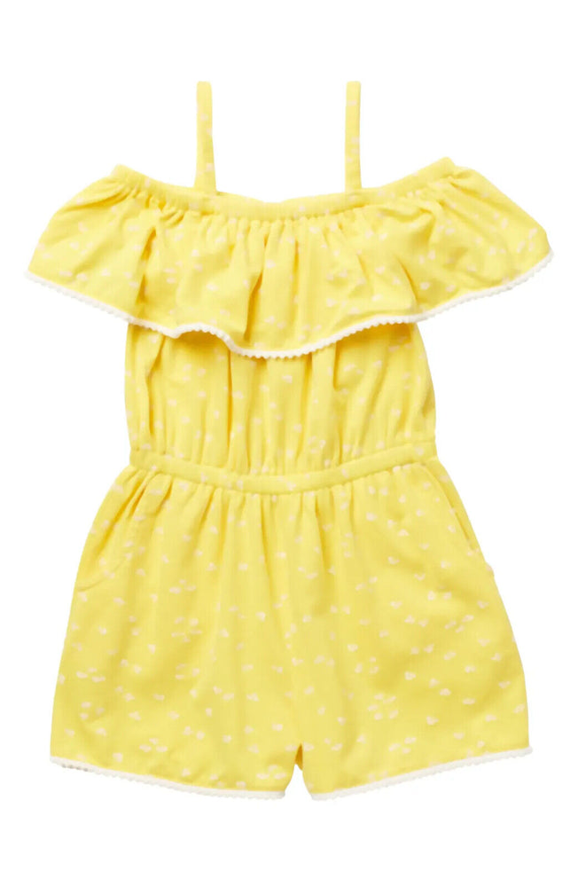 Harper Canyon Kids' Ruffle Knit Romper In Yellow Dandy Clover Size 5