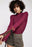 Free People - Mountaineer in Wine - Top en maille à lacets avec revers et col montant S - Wine