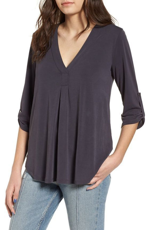 All In Favor Perfect Henley Tunic In Washed Black Size XS