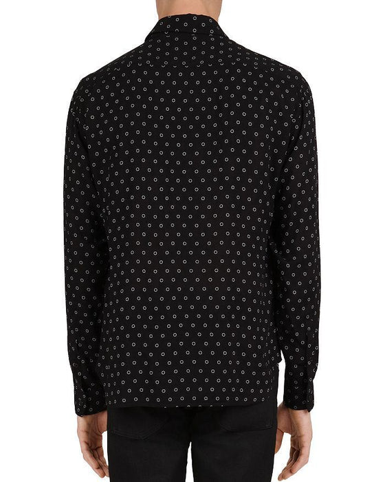 The Kooples Men's Relax Fit Shirt Black Shirt With White Polka Dots Size S $270