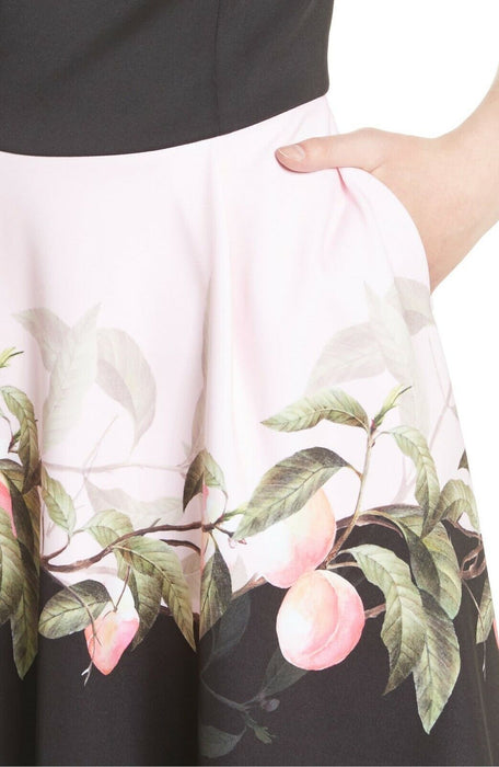 Ted Baker Women's Off Shoulder Fit Flare Dress Peach Floral Print Size 0 $298