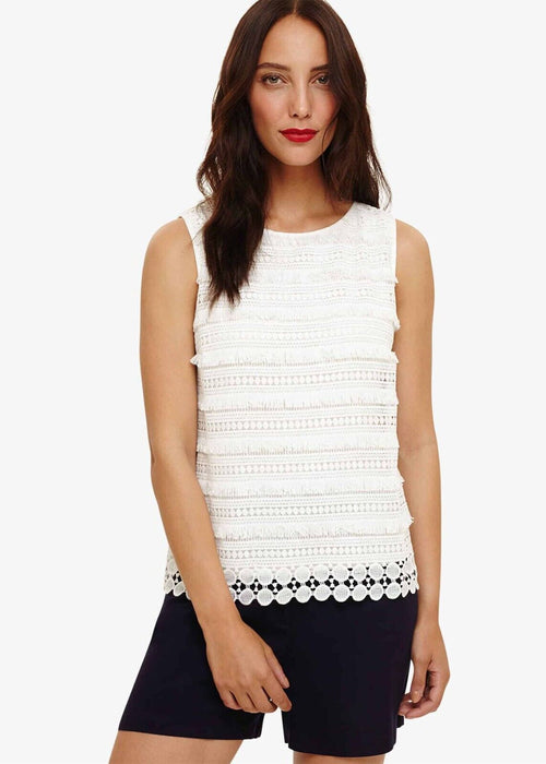 Phase Eight Women's Lace Sleeveless Crew Neck Top In Ivory Size 8 US 12UK