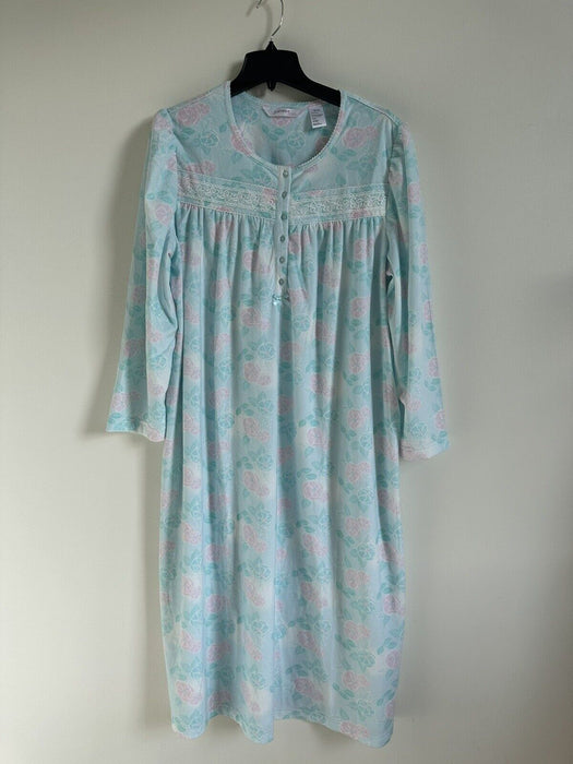 Jasmine Rose Long Floral Night Gown size XL aqua