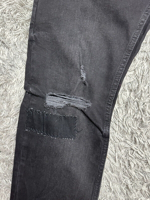 Topman rip 'n repair stretch skinny jeans in washed black size 30/30 $85