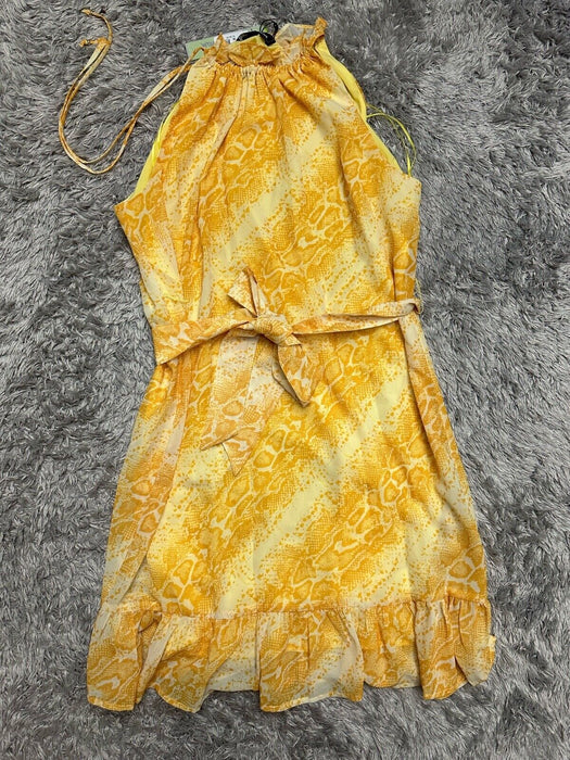 Sam Edelman yellow gold ivory snake print halter mini dress Size 6