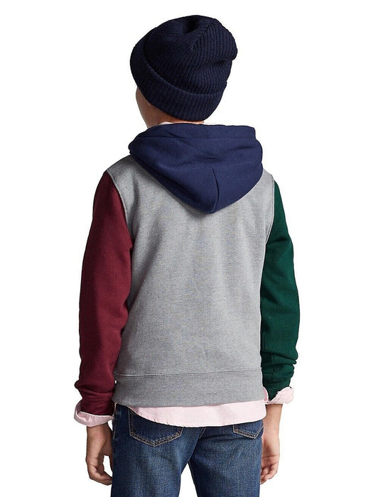 Polo Ralph Lauren Sweat à capuche en polaire à blocs de couleurs Polo Bear pour garçon Gris Taille 3
