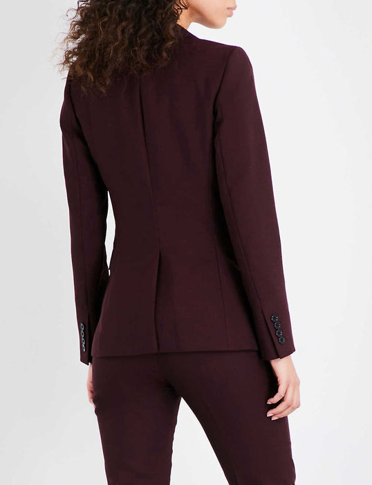 Reiss Women's Lissia One Button Wool Blazer Jacket In Berry Red Size 0 US $824