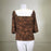 Free Press Square Neck Half Sleeve Blouse In Tan Cashew Texture Strokes Size L