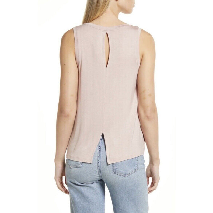 Nordstrom’s Halogen Crewneck High-Low Tank in Pink Adobe M
