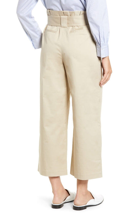 Halogen Paperboy Waist Belted Wide Leg Crop Pants In Tan Size 16 $90
