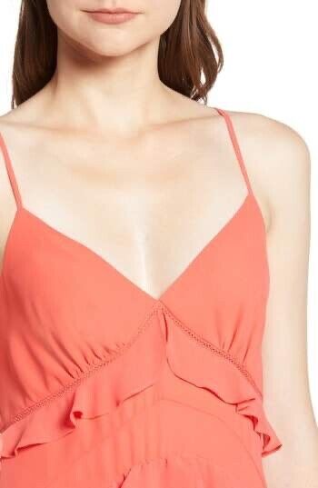 Chelsea28 Size XL  Tiered Trim Tank Top V-neck Sleeveless Blouse $69 red cayenne