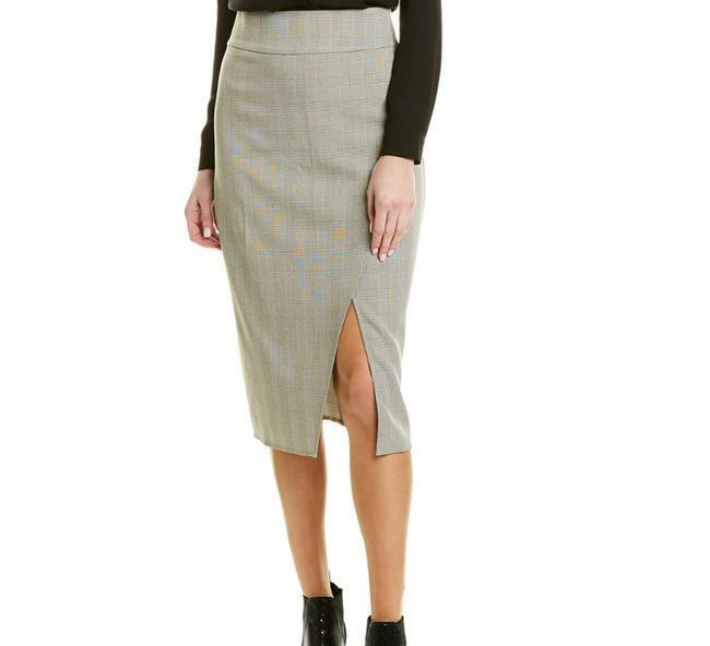 WAYF Gray Green Faux Wrap Pencil Skirt Size M