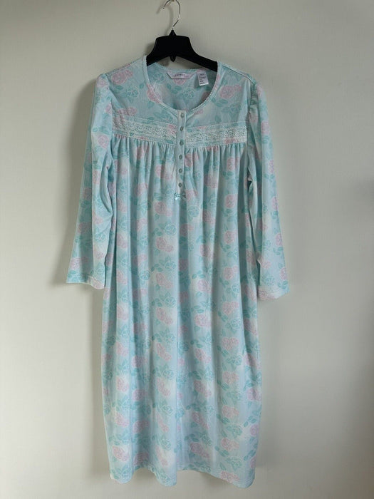 Jasmine Rose Long Floral Night Gown size XL aqua