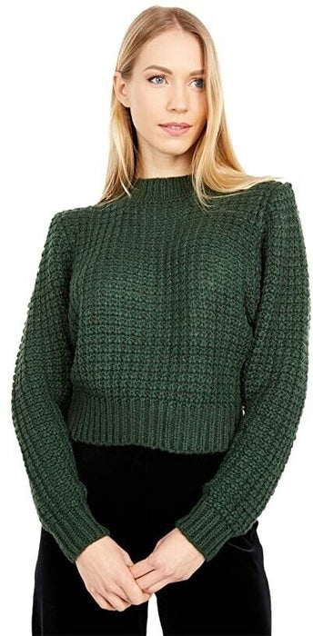 ASTR The Label Kellie Cropped Mock Neck Sweater Pine Size S