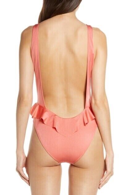 Something Navy' size M Frill One Piece Swimsuit Ruffled Coral Sharon $80