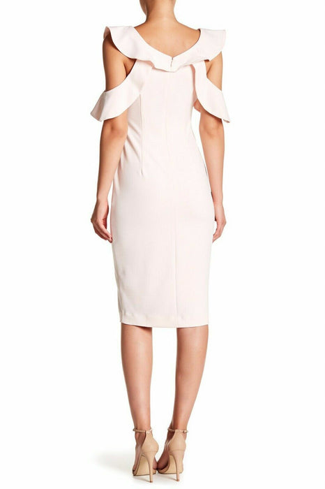 Rachel Roy Women Ruffled Cold Shoulder V-Neckline Sheath Dress Pink Size 2 $241