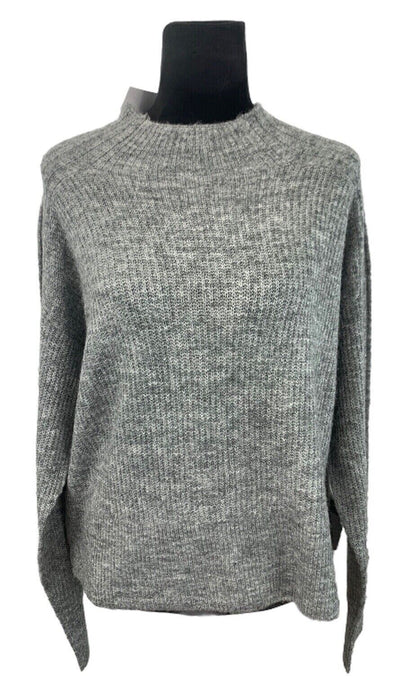 All In Favor Women's Funnel Mock Neck Long Sleeve Sweater Heather Gray Size L