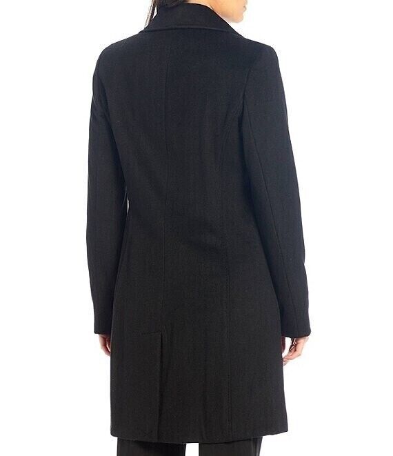 Calvin Klein Single Breasted Cashmere Wool Blend Reefer Coat Black Size 6 $400