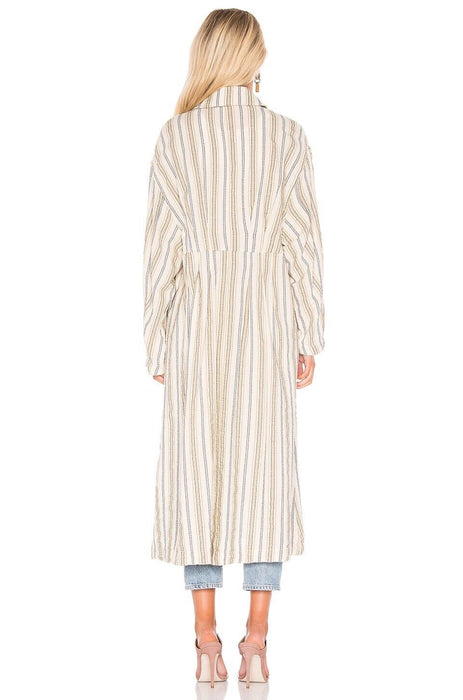 Free People Sweet Melody Natural Stripe Trench Coat  size Small  natural $198
