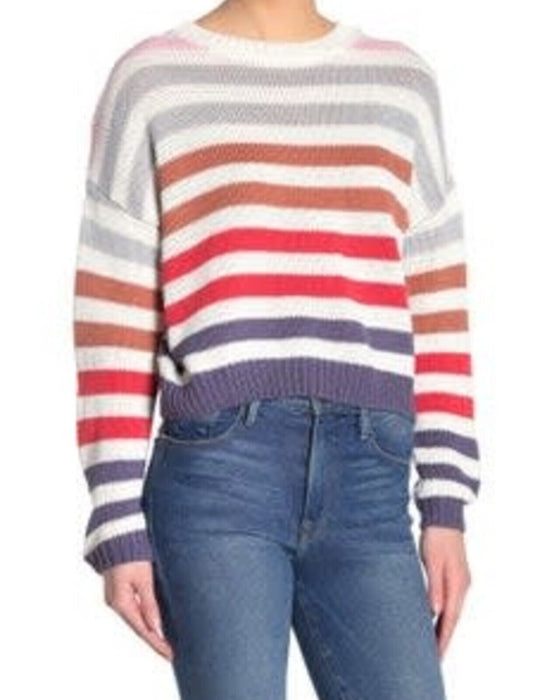 John + Jenn Women's  women's Striped Rib Knit Sweater size L