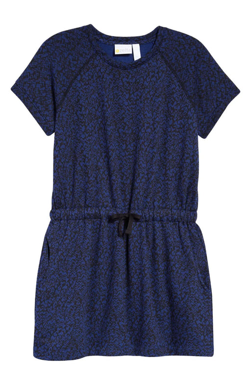 Zella Girl' Drop Waist Dress In Blue Twilight Wave Print Size Size XL 14-16 $45